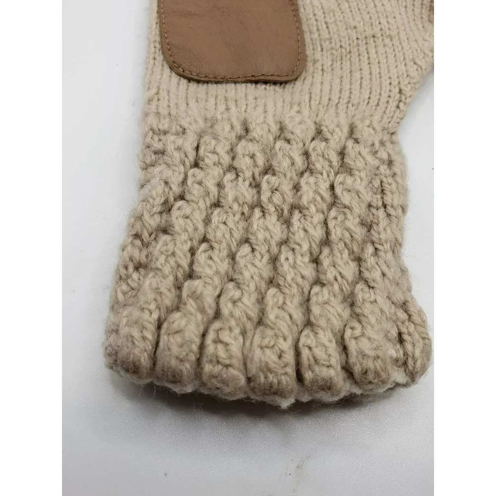 Womens soft tan brown knit WINTER GLOVES one size fits most SOFT‎ WARM
